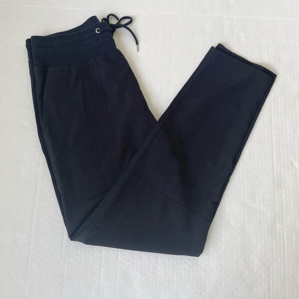 James Perse Black Lightweight Drape Utility Pants Tie Elastic Waist 0/XS Coastal